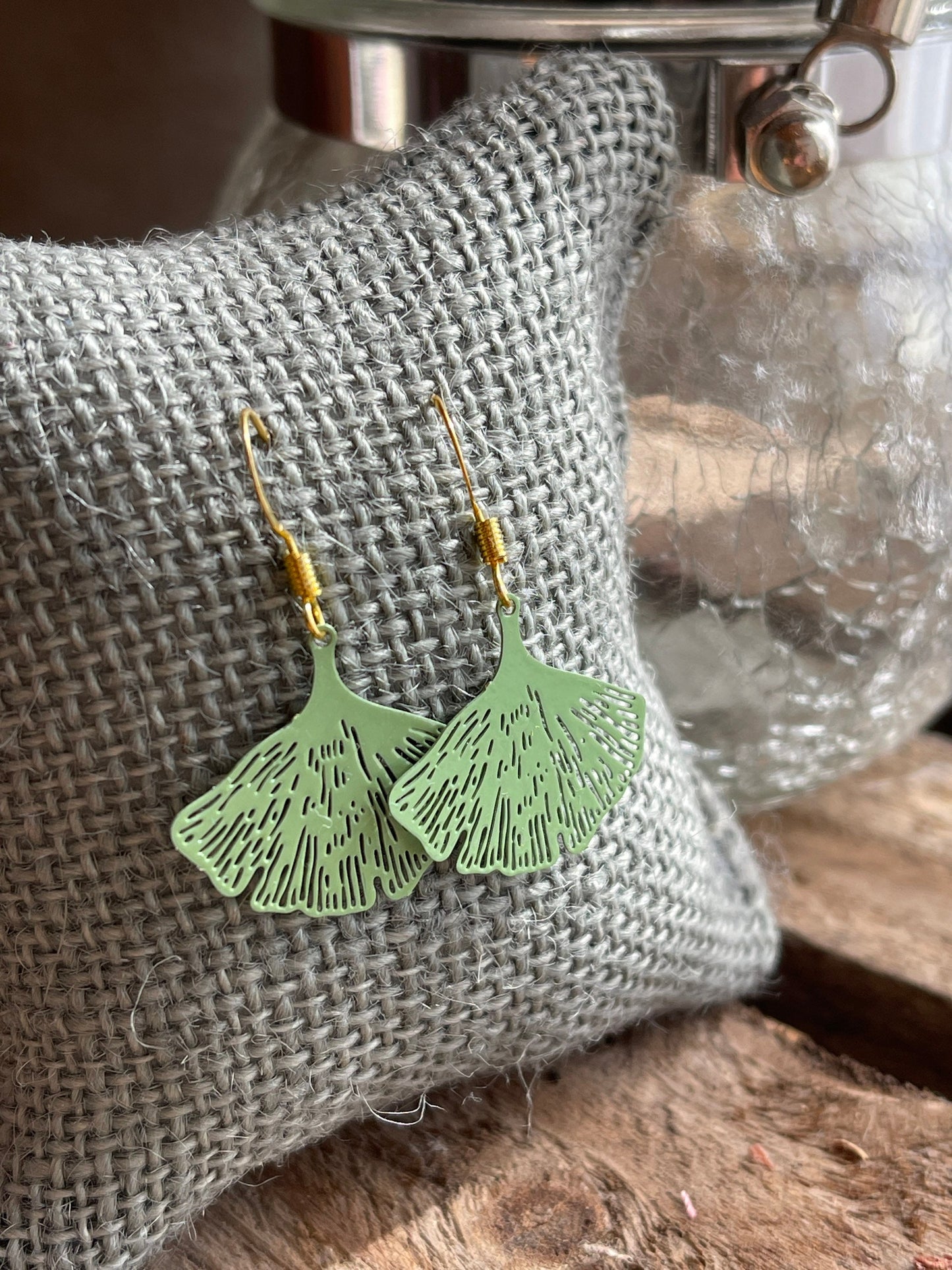 Ohrring Blatt groß, grün