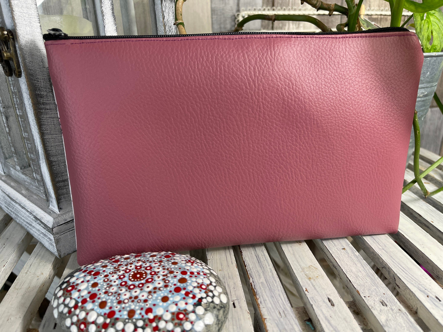 Stylische Federtasche Stifttasche Mäppchen Kosmetik kleine Tasche keep smiling rosa mit Blumen Kopieren
