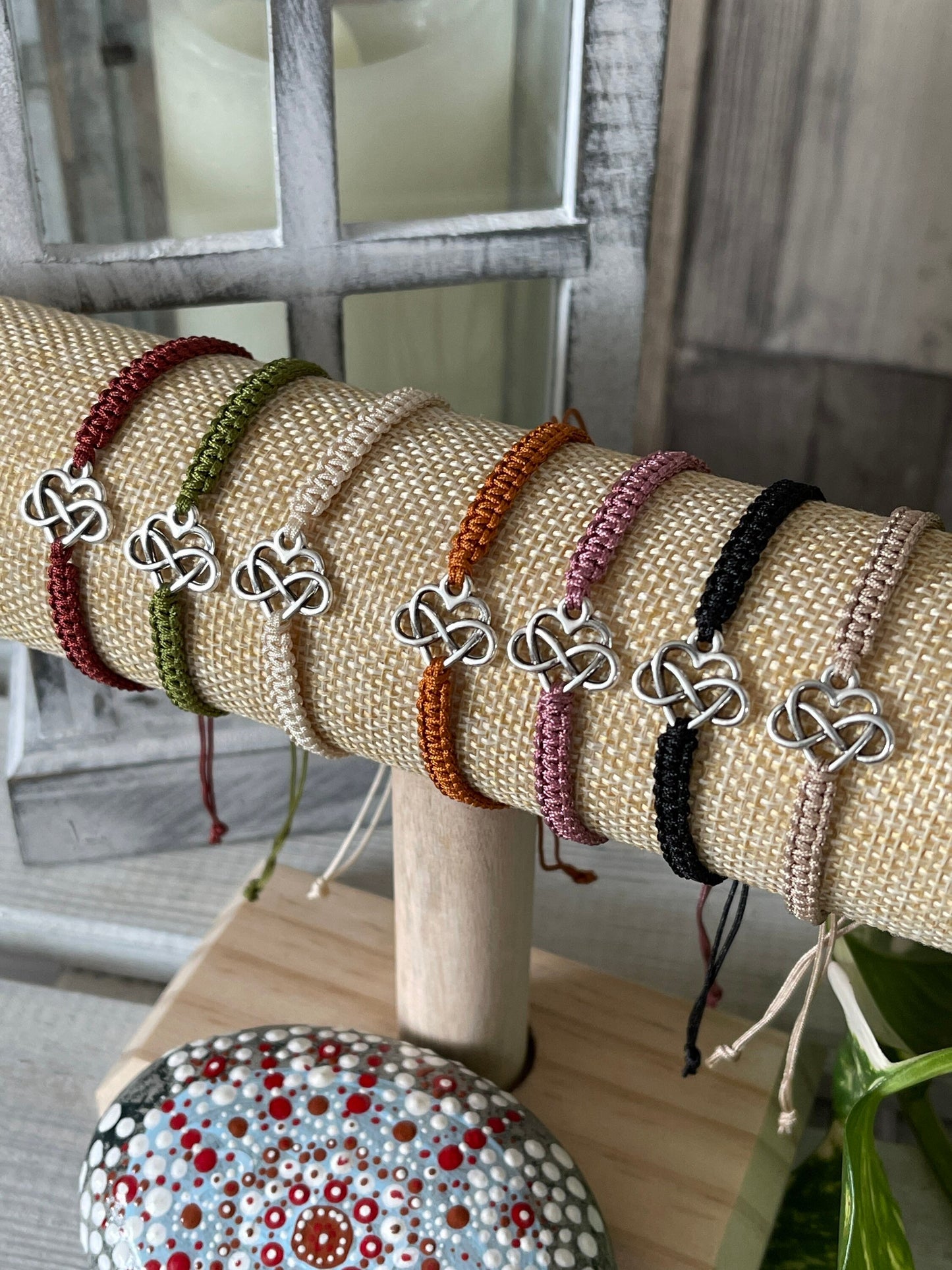 Freundschaftsarmband Makramee Armband Unendlich-Liebe silberfarbenen Edelstahl
