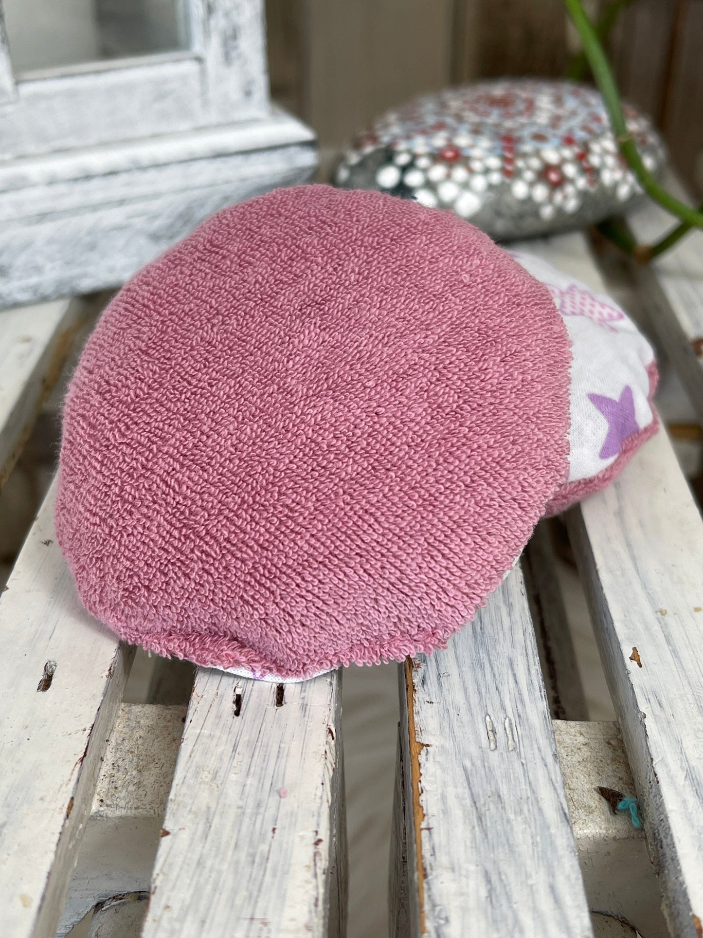 Taschenwärmer Beulenkühler Körnerkissen lila Sterne