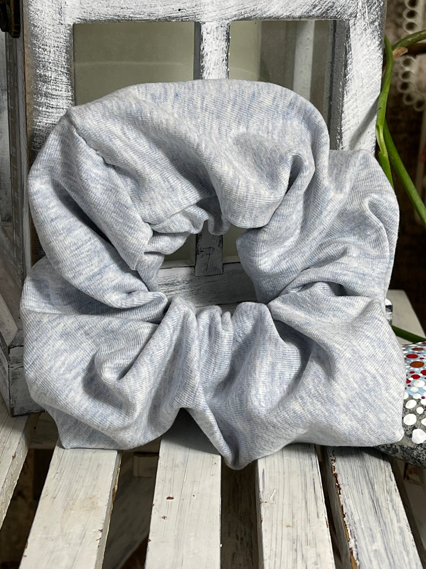 Jersey Scrunchie Haargummi blau meliert Uni