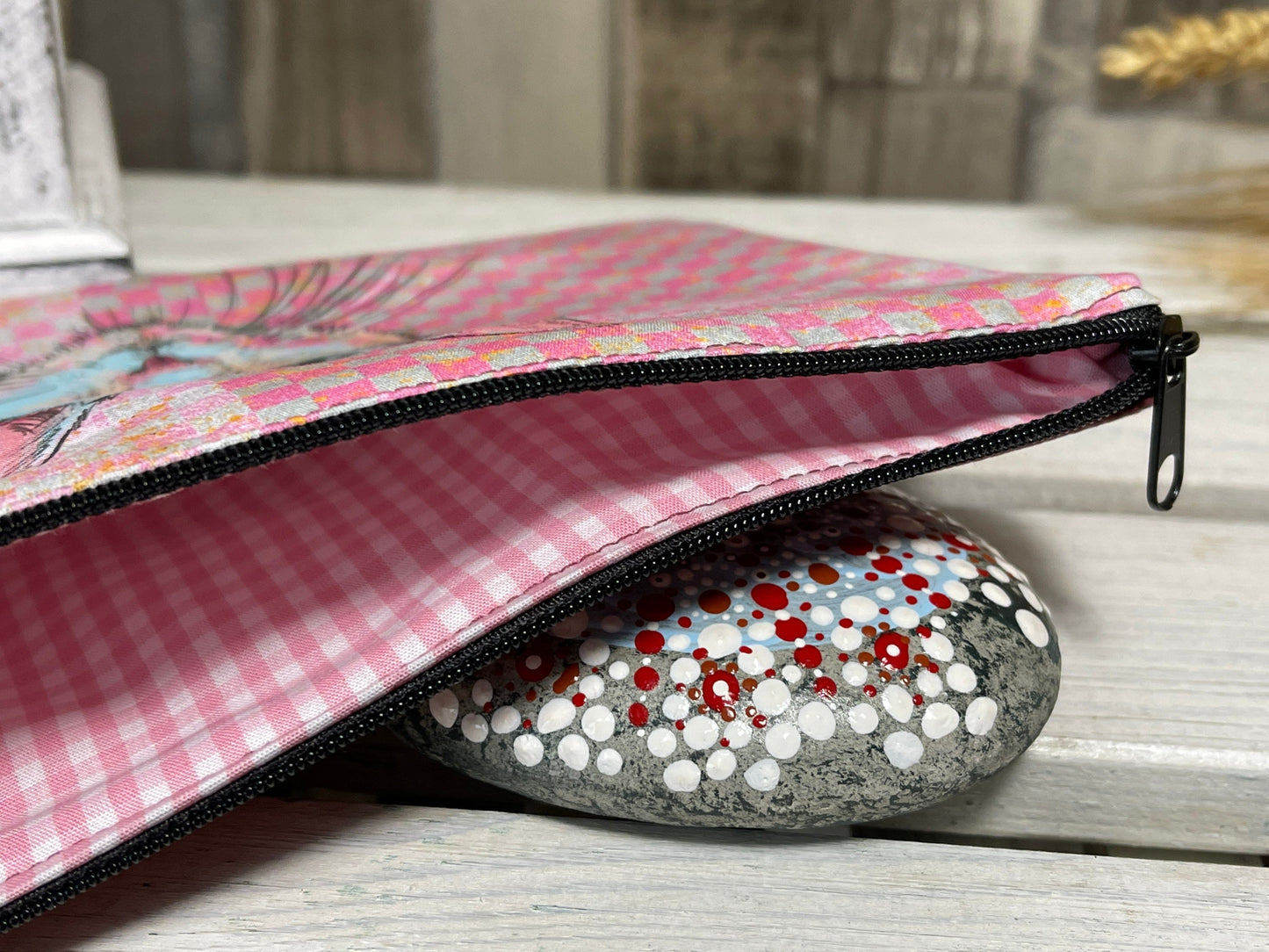 Stylische Federtasche Stifttasche Mäppchen Kosmetik kleine Tasche Retro Blumen Wiese