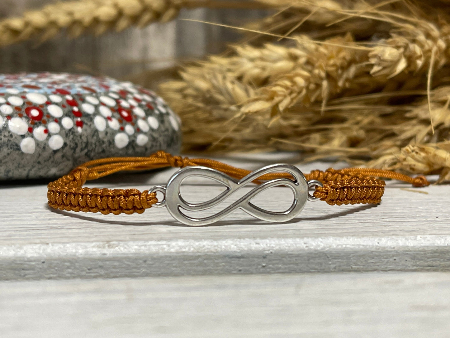 Makrameearmband Freundschaftsarmband Schmuck Armband mit silberfarbenes Edelstahl Unendlich groß