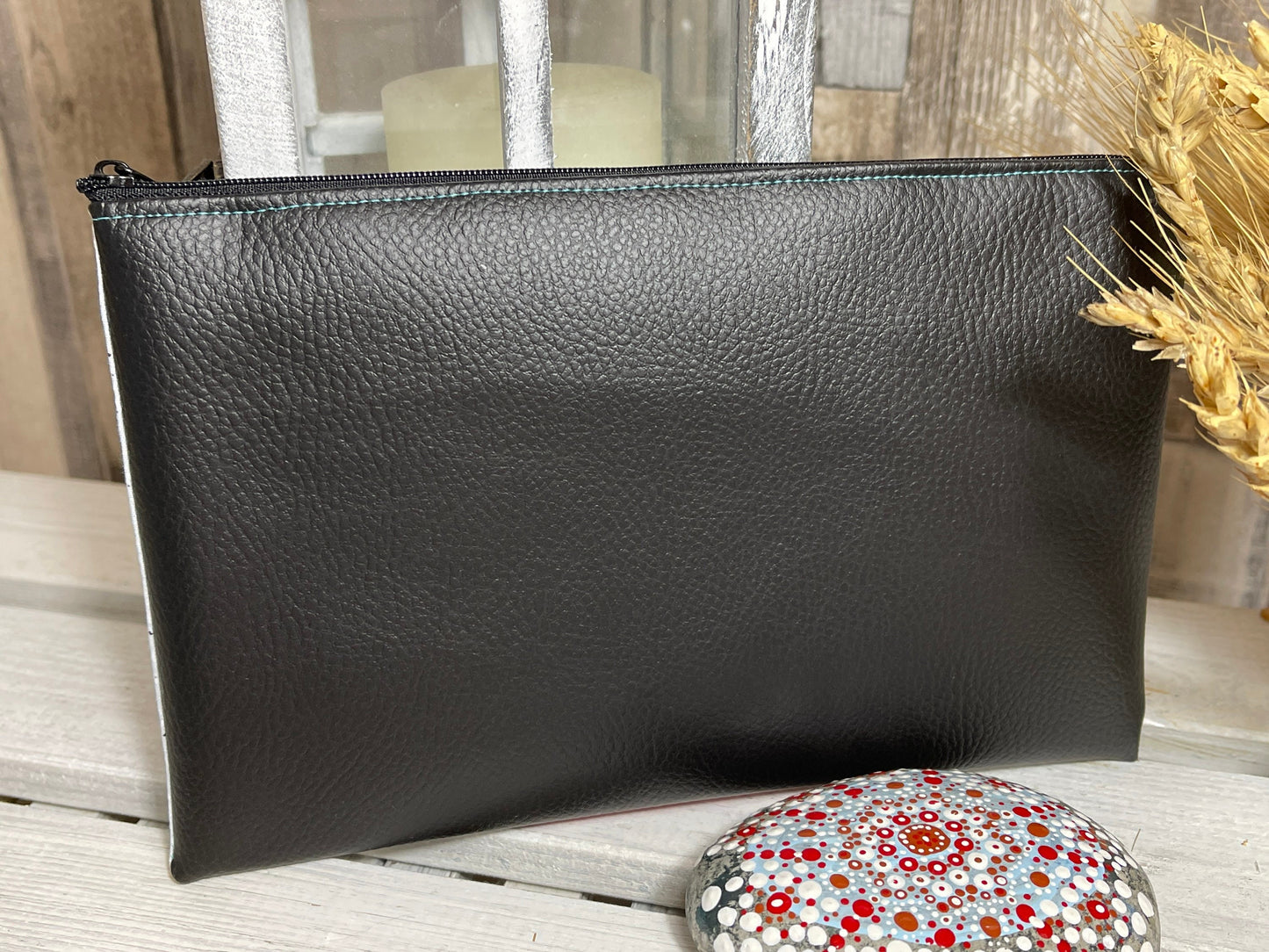 Stylische Federtasche Stifttasche Mäppchen Kosmetik kleine Tasche Indianer Waschbär