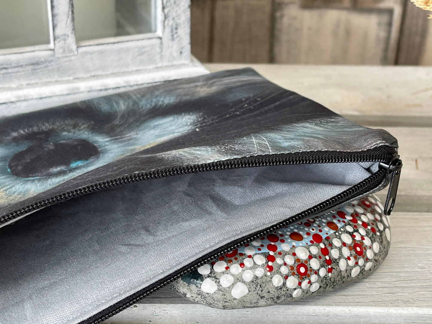 Stylische Federtasche Stifttasche Mäppchen Kosmetik kleine Tasche Waschbär