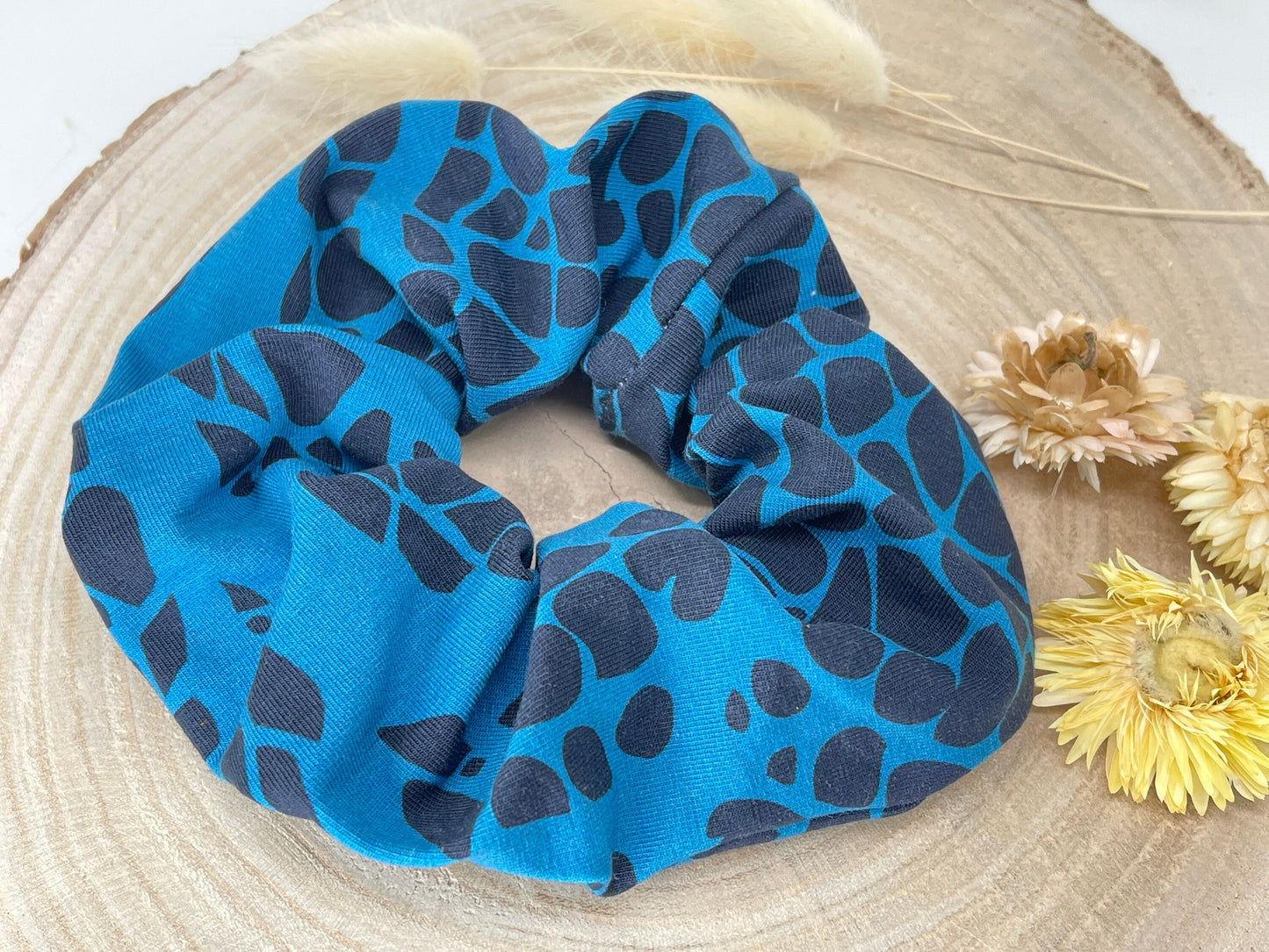 Scrunchie Haargummi elastisches Haarband Leopard Muster blau für feines oder dickes Haar