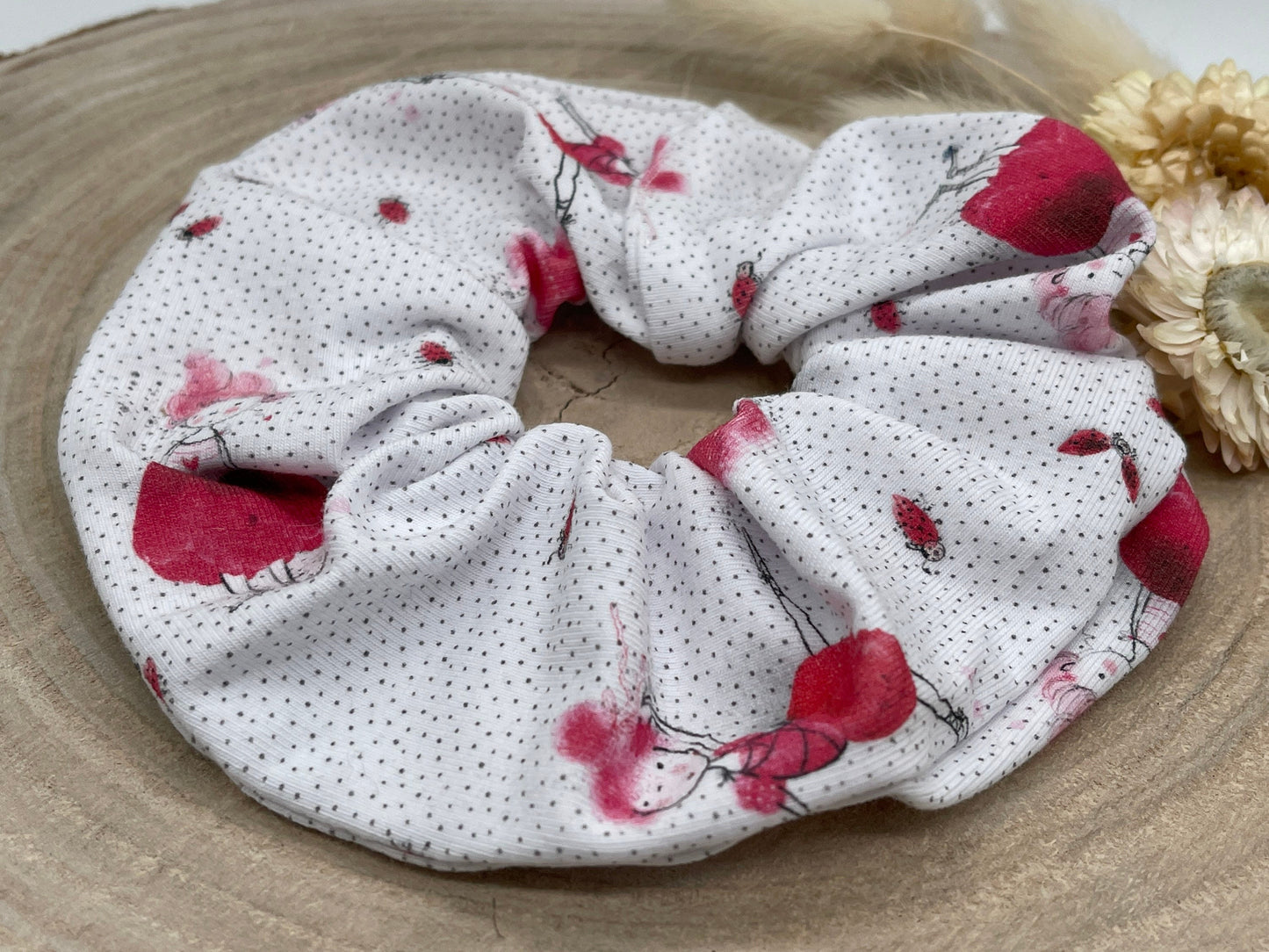 Jersey Scrunchie Haargummi kleine Ballerina Weiß rosa