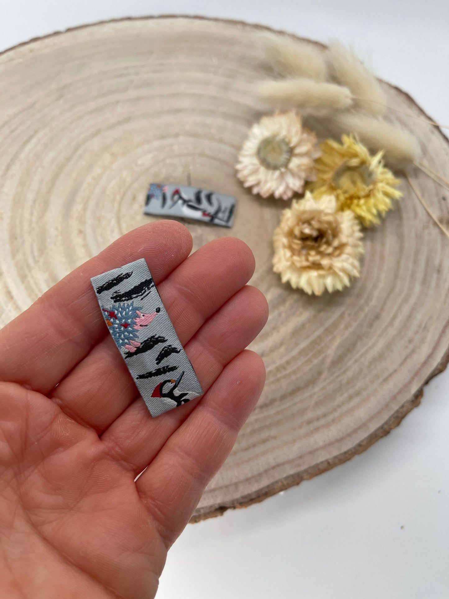 Haarspangen Haarclips Haarschmuck Specht und Igel grau