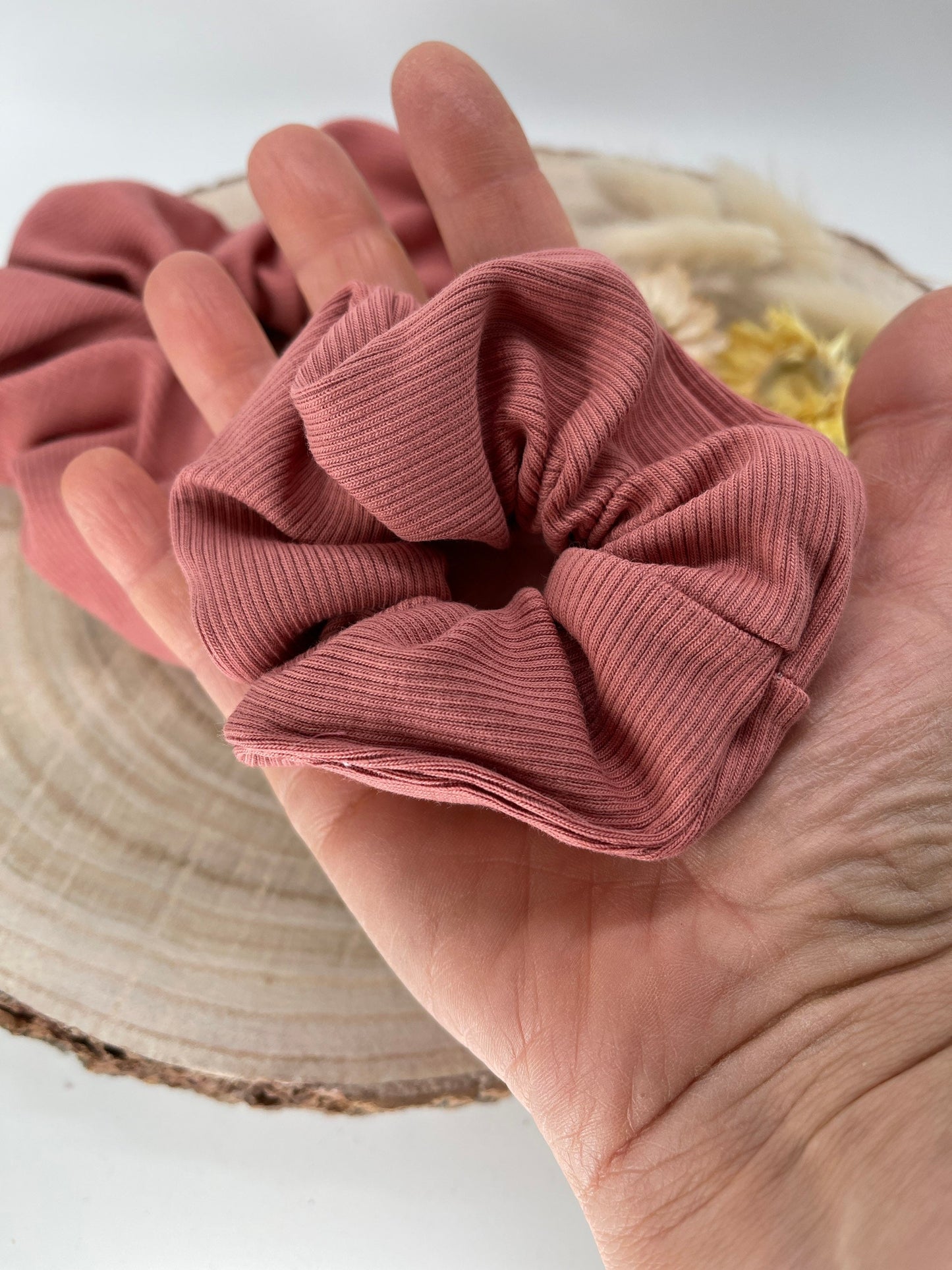 Ripp-Jersey Scrunchie Haargummi altrosa Uni