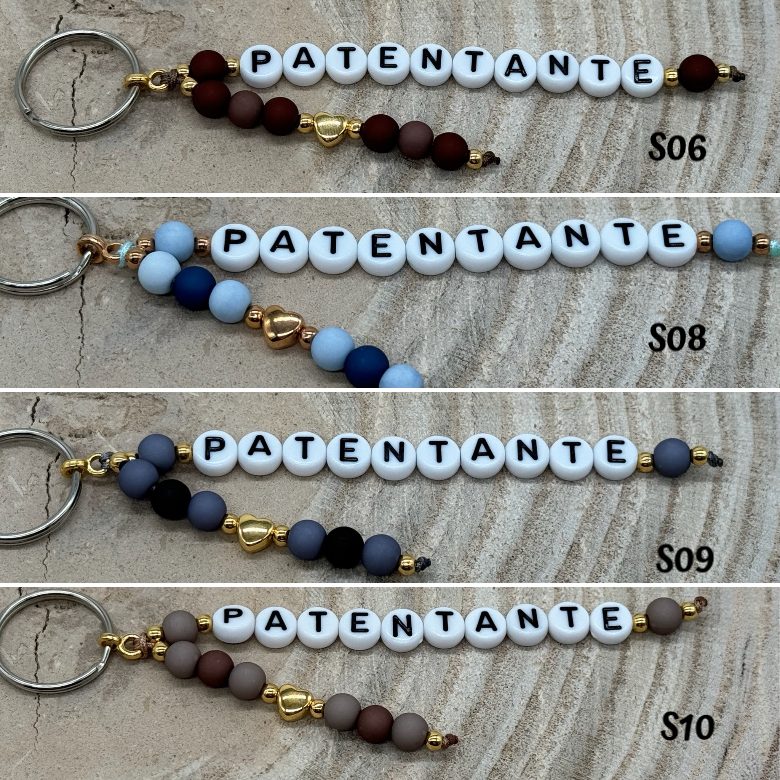 Schlüsselanhänger Taschenanhänger Anhänger Patentante mit Jahreszahl und weißen Buchstabenperlen