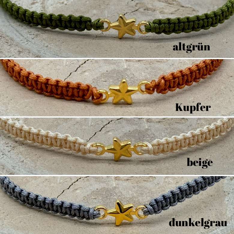 Freundschaftsarmband Makramee Armband Schmuck kleiner Stern goldfarben