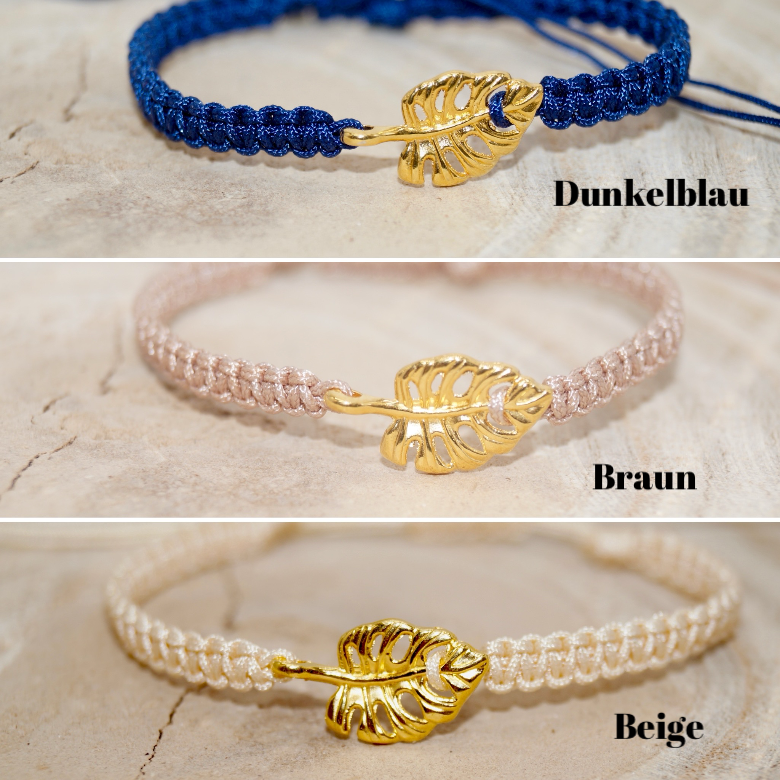 Freundschaftsarmband Makramee Schmuck Armband Edelstahl Kleines Monster Blatt