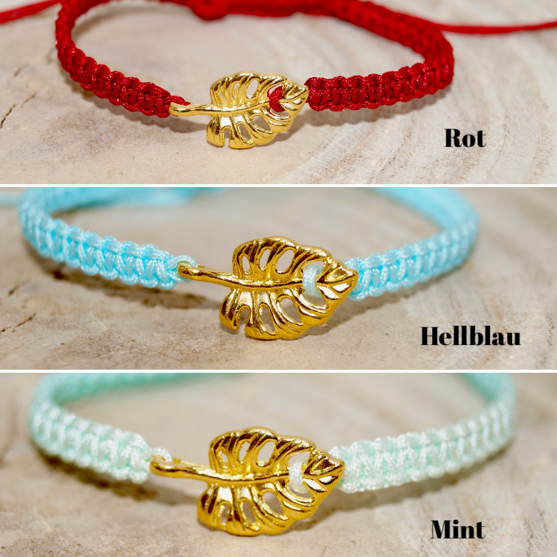 Freundschaftsarmband Makramee Schmuck Armband Edelstahl Kleines Monster Blatt