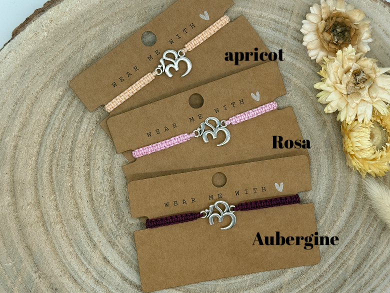 Freundschaftsarmband Makramee Armband Ohm silberfarbenen Edelstahl