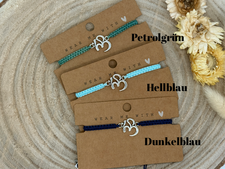 Freundschaftsarmband Makramee Armband Ohm silberfarbenen Edelstahl
