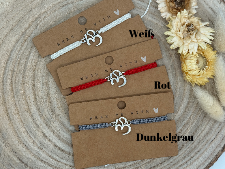 Freundschaftsarmband Makramee Armband Ohm silberfarbenen Edelstahl