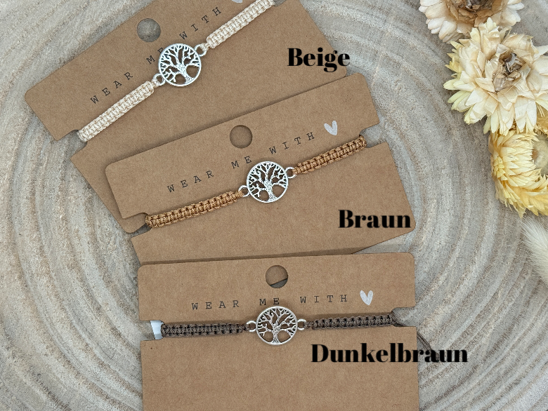 Freundschaftsarmband Makramee Armband Lebensbaum Edelstahl Silber