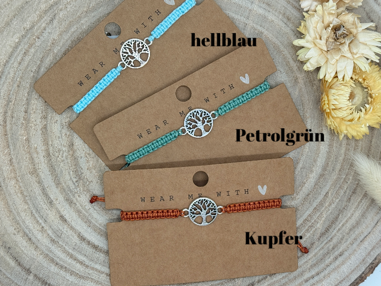 Freundschaftsarmband Makramee Armband Lebensbaum Edelstahl Silber