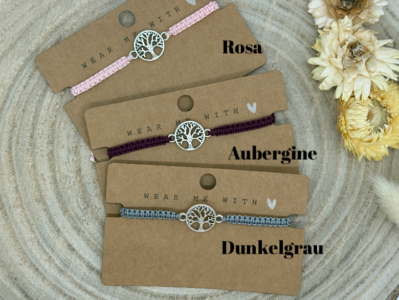 Freundschaftsarmband Makramee Armband Lebensbaum Edelstahl Silber