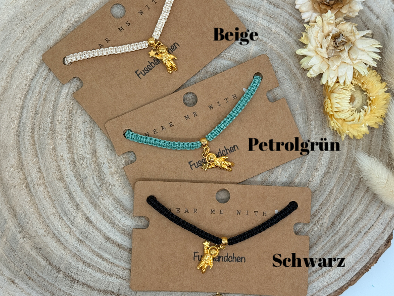 Fusskettchen Fussbändchen Astronaut DQ-Edelstahl vergoldet