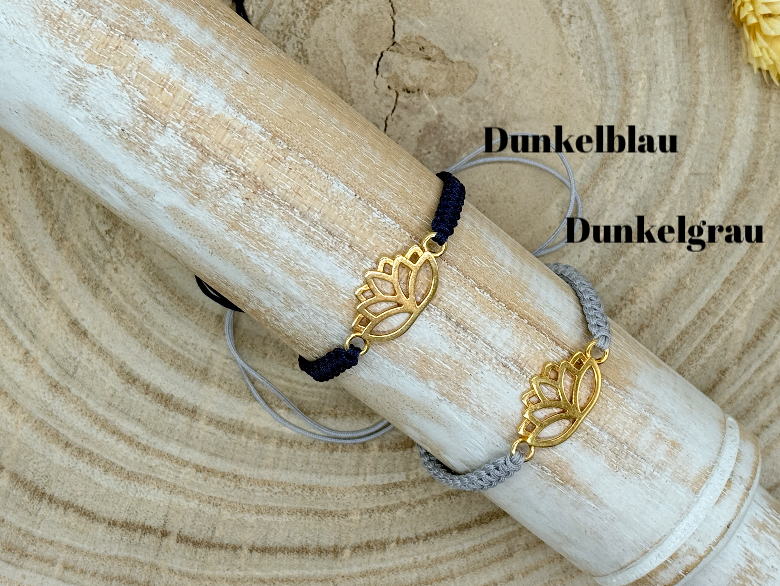 Freundschaftsarmband Makramee Armband Lotusblume Edelstahl vergoldet