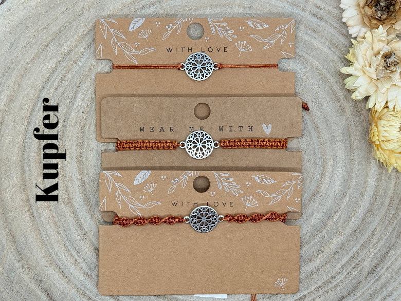 Freundschaftsarmband Makramee Armband Mandala silberfarbenen Edelstahl