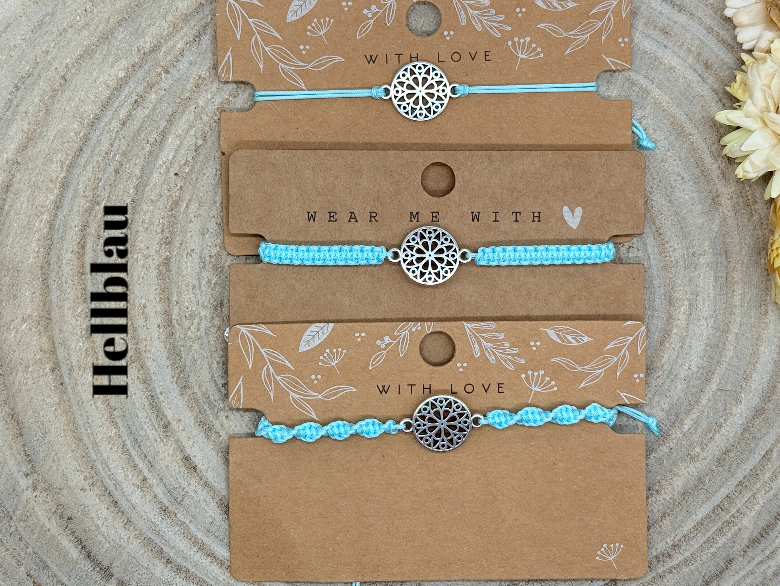 Freundschaftsarmband Makramee Armband Mandala silberfarbenen Edelstahl