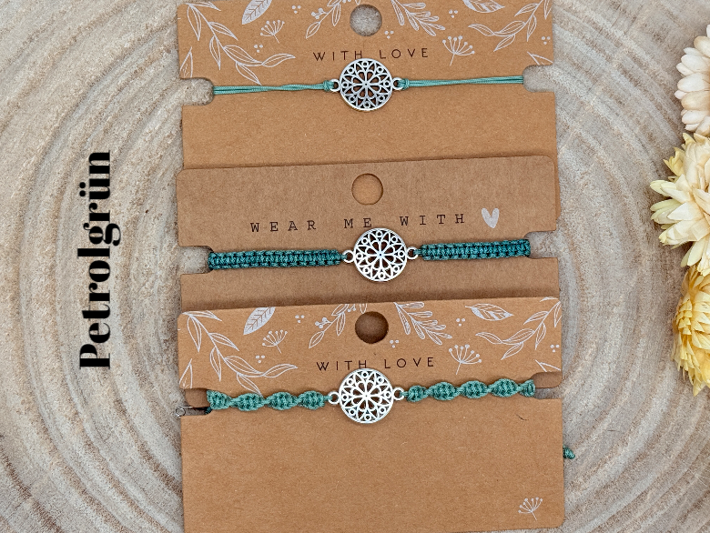 Freundschaftsarmband Makramee Armband Mandala silberfarbenen Edelstahl