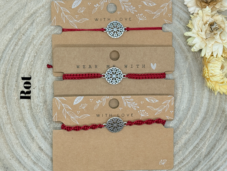 Freundschaftsarmband Makramee Armband Mandala silberfarbenen Edelstahl