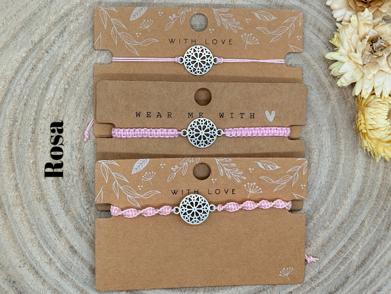 Freundschaftsarmband Makramee Armband Mandala silberfarbenen Edelstahl