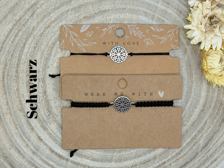 Freundschaftsarmband Makramee Armband Mandala silberfarbenen Edelstahl