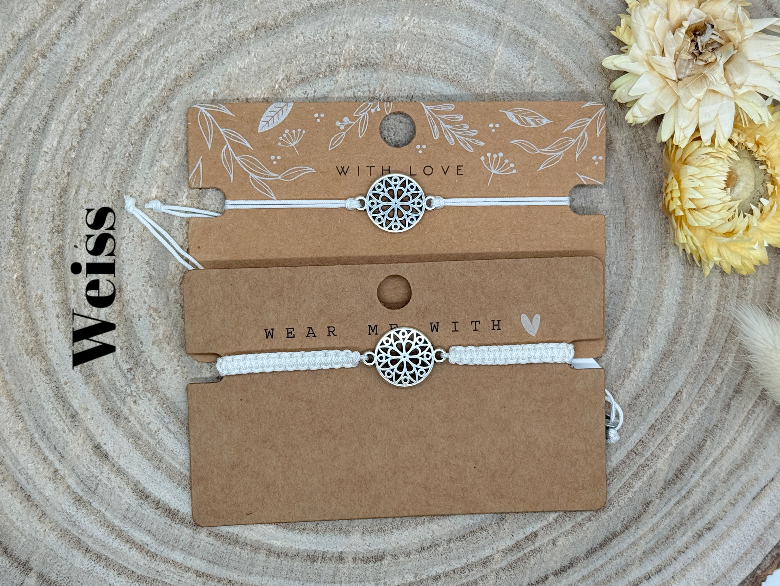 Freundschaftsarmband Makramee Armband Mandala silberfarbenen Edelstahl