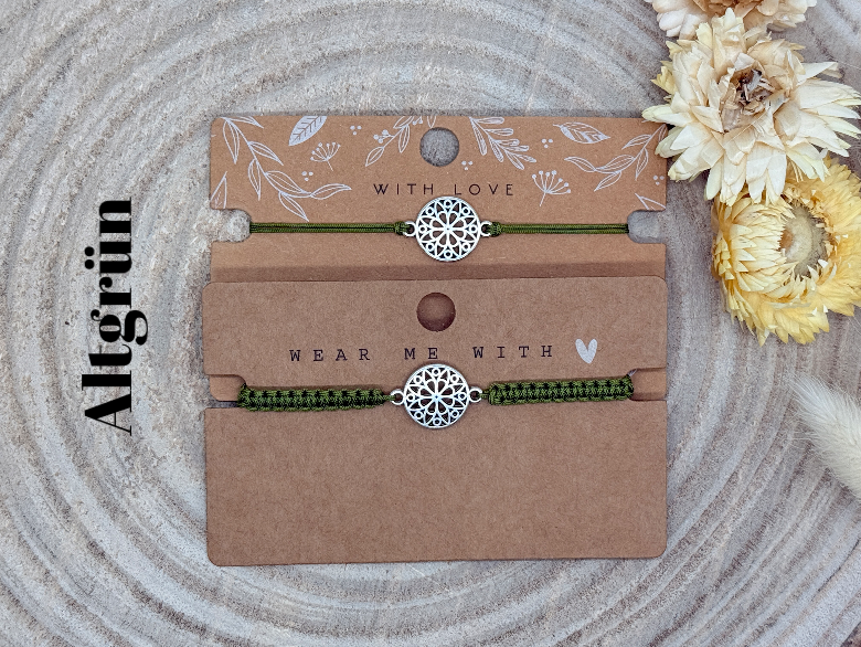 Freundschaftsarmband Makramee Armband Mandala silberfarbenen Edelstahl