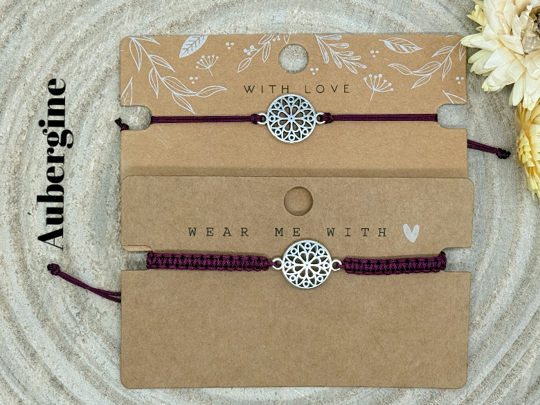 Freundschaftsarmband Makramee Armband Mandala silberfarbenen Edelstahl