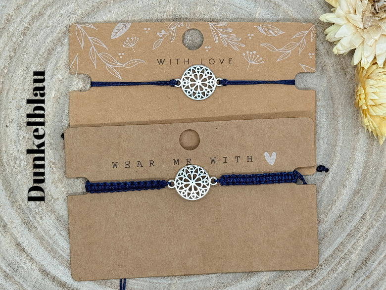 Freundschaftsarmband Makramee Armband Mandala silberfarbenen Edelstahl