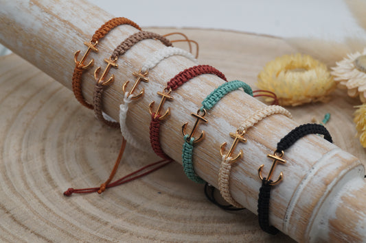 Freundschaftsarmband Makramee Armband Anker Edelstahl Rosegold