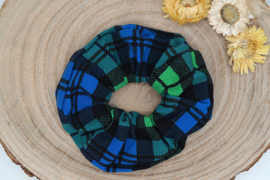 Scrunchie Haargummi elastisches Haarband Haarschmuck Karo grün blau für feines oder dickes Haar