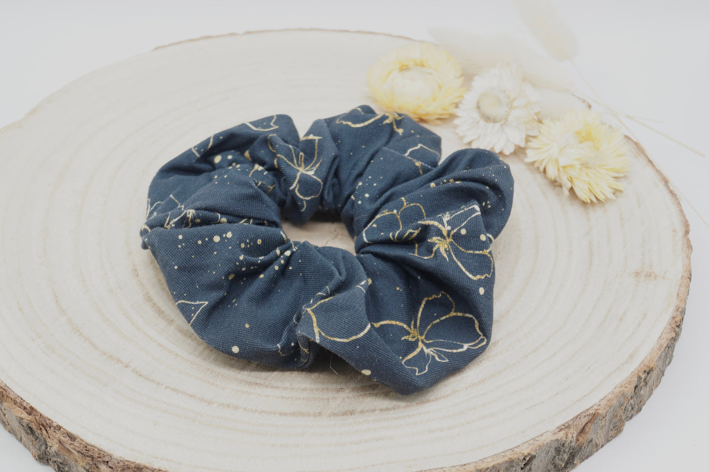 Scrunchie Haargummi elastisches Haarband schwarz mit Muster für feines oder dickes Haar