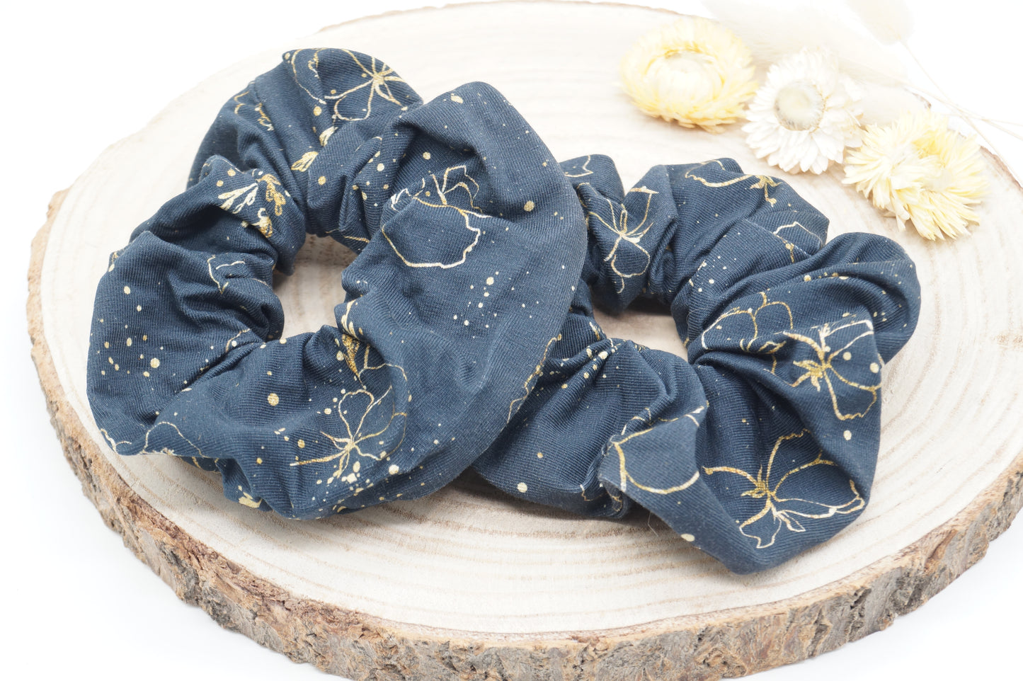 Scrunchie Haargummi elastisches Haarband schwarz mit Muster für feines oder dickes Haar