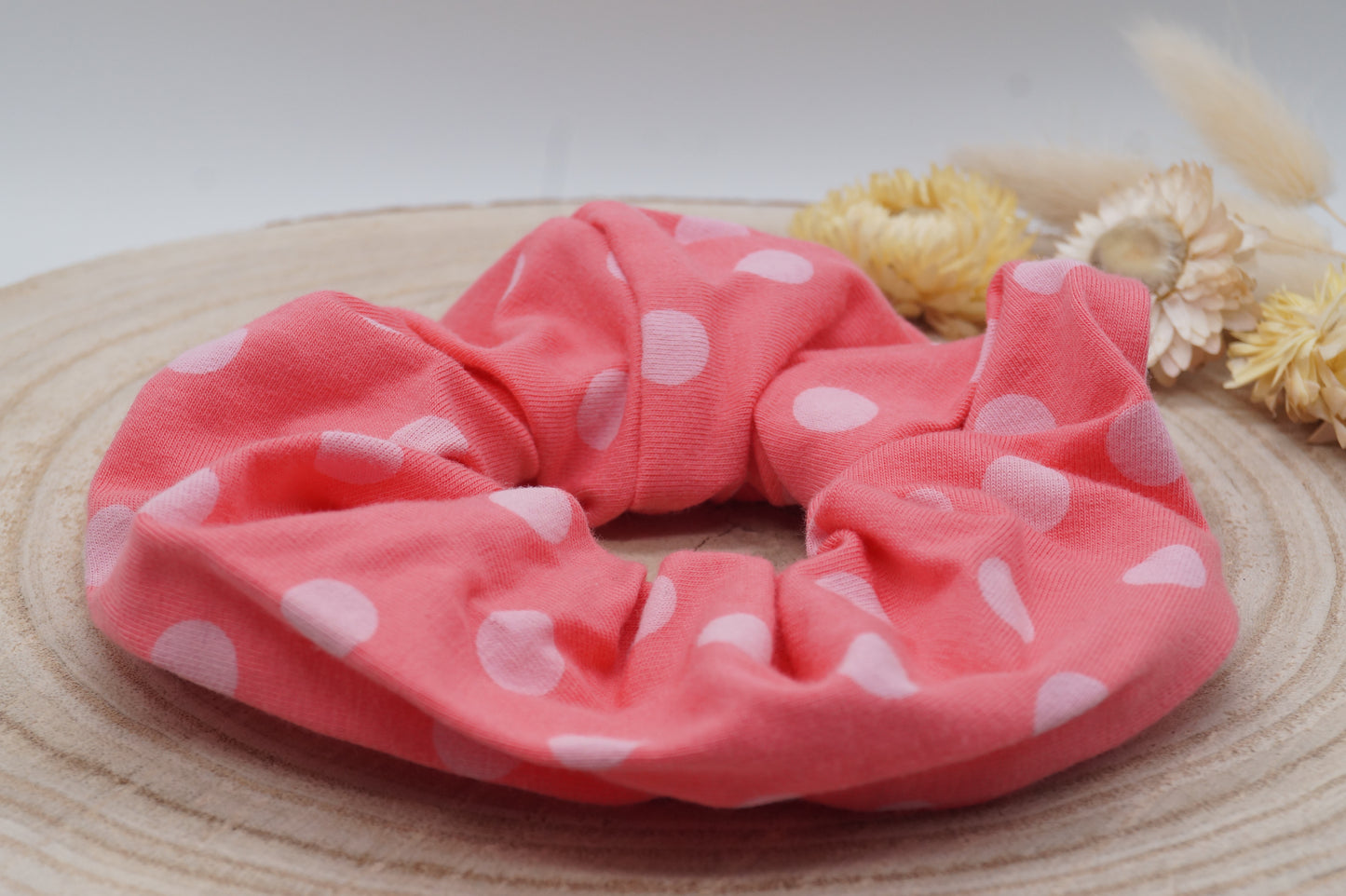 Scrunchie Haargummi elastisches Haarband Haarschmuck mit rosa Punkten für feines oder dickes Haar