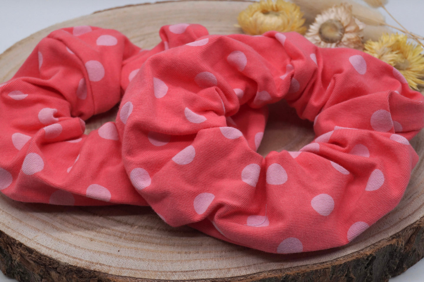 Scrunchie Haargummi elastisches Haarband Haarschmuck mit rosa Punkten für feines oder dickes Haar