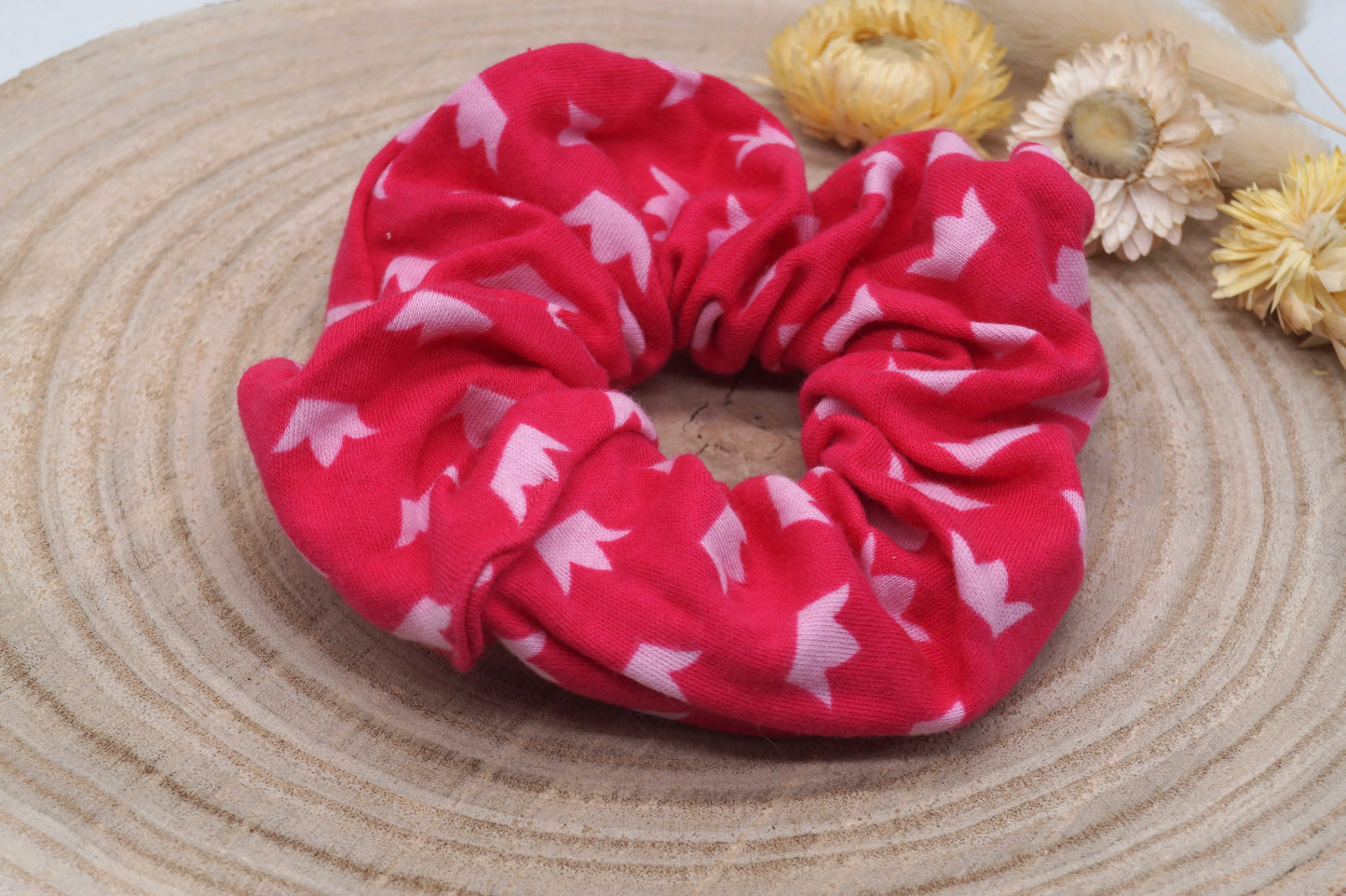 Scrunchie Haargummi elastisches Haarband Krone auf rosa für feines oder dickes Haar