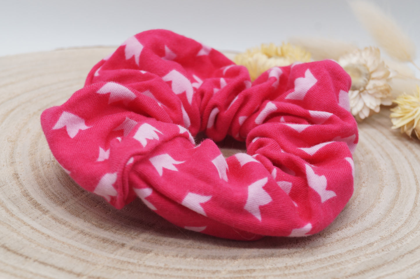 Scrunchie Haargummi elastisches Haarband Krone auf rosa für feines oder dickes Haar