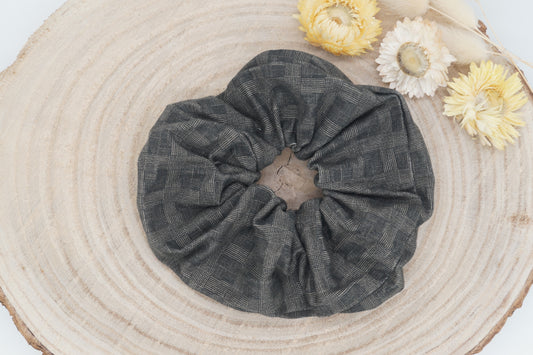 Scrunchie Haargummi grau braun Muster