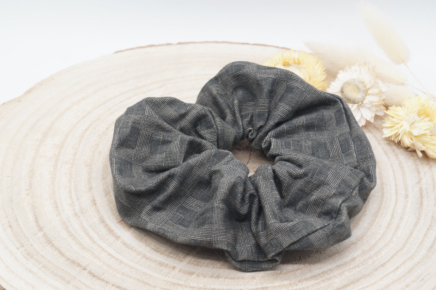 Scrunchie Haargummi grau braun Muster