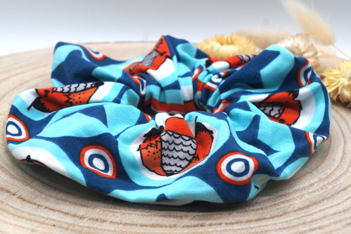 Scrunchie Haargummi elastisches Haarband Haarschmuck Fuchs blau für feines oder dickes Haar