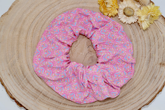 Scrunchie Haargummi rosa blaue Ornamente