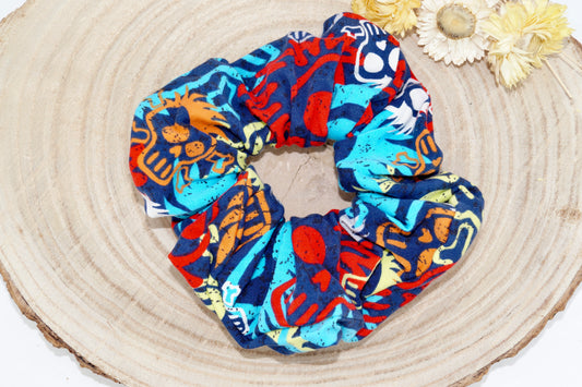 Scrunchie Haargummi Totenkopf bunt blau