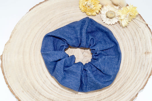 Scrunchie Haargummi Jeans Optik blau Uni