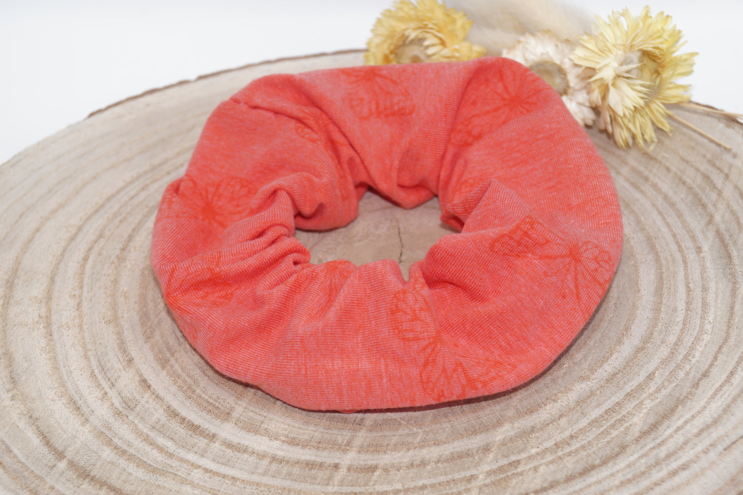 Scrunchie Haargummi Schmetterlinge orange rosa